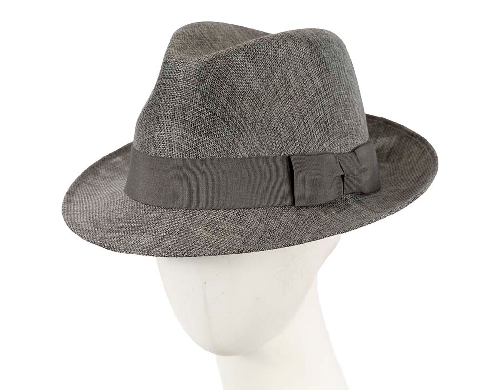 Grey mens summer fedora hat-0
